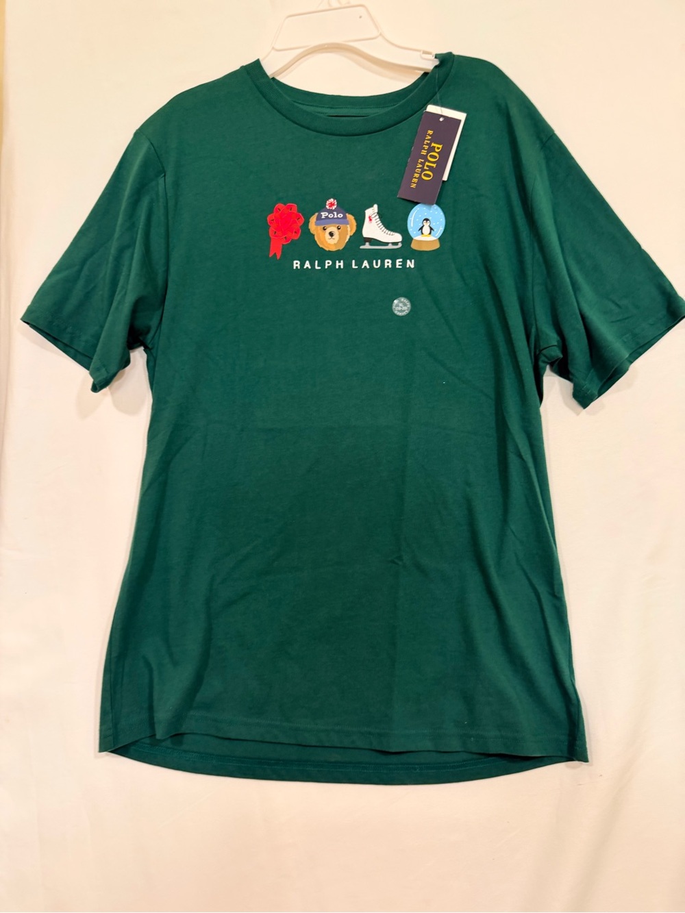 Polo Ralph Lauren NWT Green Holiday Bear Winter Graphic Tee - Size [18-20]